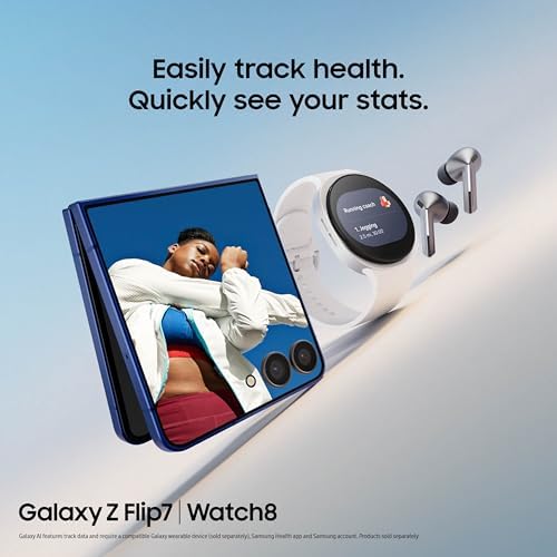 Samsung Galaxy Z Flip7 Cell Phone  512GB AI Smartphone  Unlocked Android  Long Battery Life  2025  US 1 Yr Manufacturer Warranty  Blue Shadow