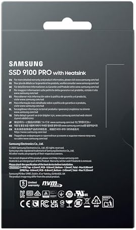 Samsung SSD 9100 PRO 2TB  PCIe 5 0x4 M 2 2280  Seq  Read Speeds Up to 14 700MB/s  Best for AI Computing  Gaming  and Heavy Duty Workstations  MZ VAP2T0B/AM 