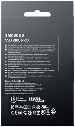 Samsung SSD 9100 PRO with Heatsink 2TB  PCIe 5 0x4 M 2 2280  Seq  Read Speeds Up to 14 700/13 400 MB/s  Best for AI Computing  Gaming  and Heavy Duty Workstations  MZ VAP2T0CW