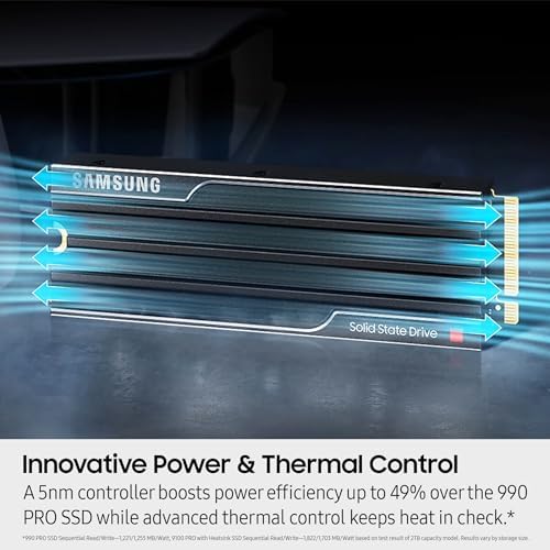 Samsung SSD 9100 PRO with Heatsink 2TB  PCIe 5 0x4 M 2 2280  Seq  Read Speeds Up to 14 700/13 400 MB/s  Best for AI Computing  Gaming  and Heavy Duty Workstations  MZ VAP2T0CW