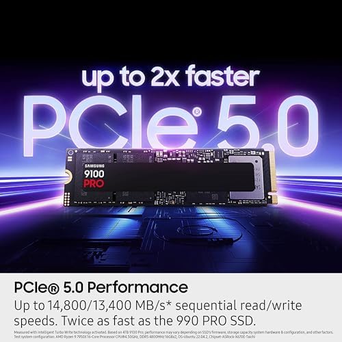 Samsung SSD 9100 PRO 8TB  PCIe 5 0x4 M 2 2280  Seq  Read Speeds Up to 14 800MB/s  Best for AI Computing  Gaming  and Heavy Duty Workstations  MZ VAP8T0B/AM 