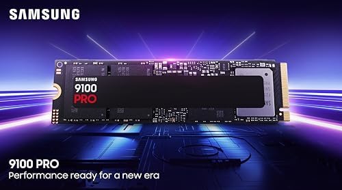 Samsung SSD 9100 PRO 2TB, PCIe 5.0x4 M.2 2280, velocidades de lectura secuencial de hasta 14,700MB/s, lo mejor para computación de IA, juegos y estaciones de trabajo de alto rendimiento (MZ VAP2T0B/AM