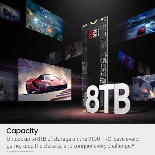 Samsung SSD 9100 PRO 1TB  PCIe 5 0x4 M 2 2280  Seq  Read Speeds Up to 14 700MB/s  Best for AI Computing  Gaming  and Heavy Duty Workstations  MZ VAP1T0B/AM 