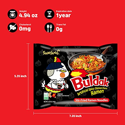 Samyang Buldak  Korean  Hot Spicy Chicken Stir Fried Ramen  Noodles  4 94 oz  Pack of 40