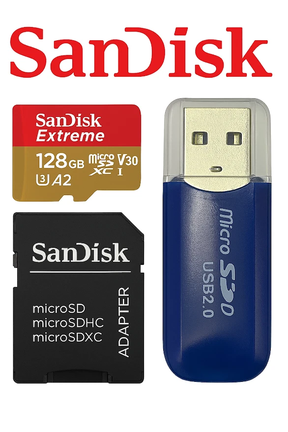 SanDisk 128gb Extreme MicroSDXC SanDisk with Adapter for Moultrie Trail Camera
