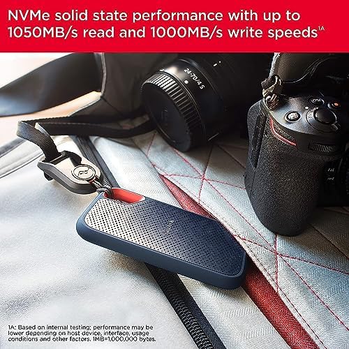 SanDisk 1TB Extreme Portable SSD   Up to 1050MB/s  USB C  USB 3 2 Gen 2  IP65 Water and Dust Resistance  Updated Firmware   External Solid State Drive   SDSSDE61 1T00 G25