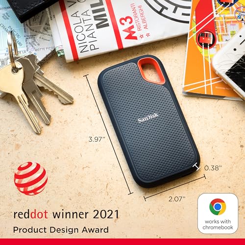 SanDisk 2TB Extreme Portable SSD   Up to 1050MB/s  USB C  USB 3 2 Gen 2  IP65 Water and Dust Resistance  Updated Firmware   External Solid State Drive   SDSSDE61 2T00 G25