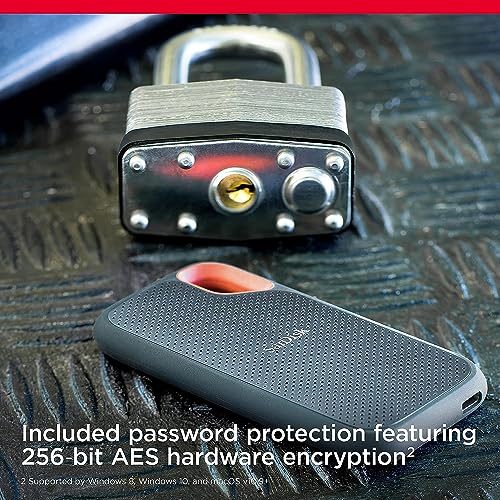 SanDisk 2TB Extreme Portable SSD   Up to 1050MB/s  USB C  USB 3 2 Gen 2  IP65 Water and Dust Resistance  Updated Firmware   External Solid State Drive   SDSSDE61 2T00 G25