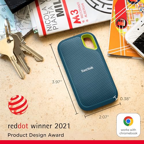 SanDisk 2TB Extreme Portable SSD   Up to 1050MB/s  USB C  USB 3 2 Gen 2  IP65 Water and dust Resistance  Updated Firmware  Monterey   External Solid State Drive   SDSSDE61 2T00 G25M
