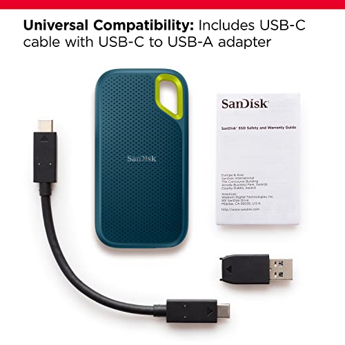 SanDisk 2TB Extreme Portable SSD   Up to 1050MB/s  USB C  USB 3 2 Gen 2  IP65 Water and dust Resistance  Updated Firmware  Monterey   External Solid State Drive   SDSSDE61 2T00 G25M