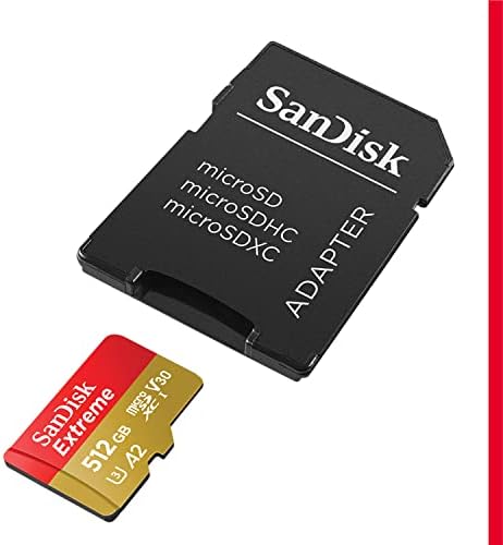 SanDisk 512GB Extreme microSDXC UHS I Memory Card with Adapter   Up to 190MB/s  C10  U3  V30  4K  5K  A2  Micro SD Card   SDSQXAV 512G GN6MA
