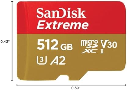 SanDisk 512GB Extreme microSDXC UHS I Memory Card with Adapter   Up to 190MB/s  C10  U3  V30  4K  5K  A2  Micro SD Card   SDSQXAV 512G GN6MA