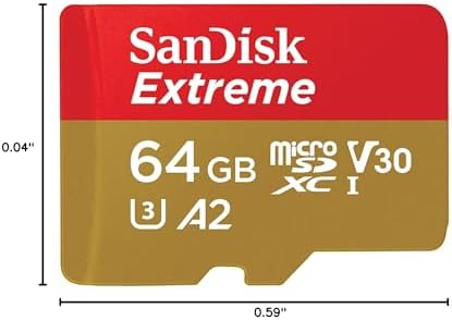SanDisk 64GB Extreme microSDXC UHS I Memory Card with Adapter   Up to 170MB/s  C10  U3  V30  4K  5K  A2  Micro SD Card   SDSQXAH 064G GN6MA