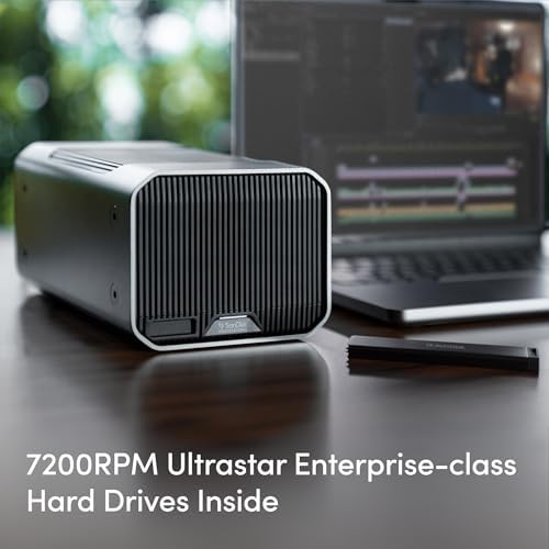 SanDisk Professional 16TB G RAID Mirror   External HDD  RAID with Redundancy  Thunderbolt 3  USB  10Gbps   7200RPM Ultrastar Hard Drive  Up to 250MB/s Read in RAID 1   SDPHH2H 016T NBAAD