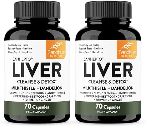 Sandhus Liver Cleanse Detox & Repair Support Capsules with Milk Thistle & Dandelion Root   Herbal Supplement Pills for Liver Health   for Men & Women   Made in USA   Viral on Tiktok   140 Count