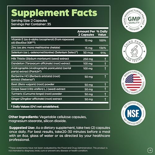 Sandhus Liver Cleanse Detox & Repair Support Capsules with Milk Thistle & Dandelion Root   Herbal Supplement Pills for Liver Health   for Men & Women   Made in USA   Viral on Tiktok   140 Count