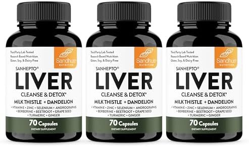 Sandhus Liver Cleanse Detox & Repair Support Capsules with Milk Thistle & Dandelion Root   Herbal Supplement Pills for Liver Health   for Men & Women   Made in USA   Viral on Tiktok   140 Count