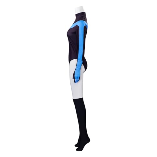 talla S - Saniplaycos Disfraz de superhéroe negro y azul para mujer, disfraz de Halloween