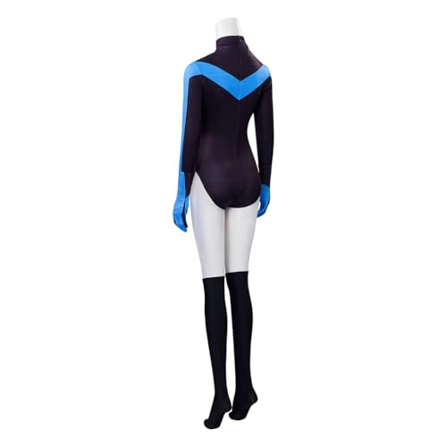 talla S - Saniplaycos Disfraz de superhéroe negro y azul para mujer, disfraz de Halloween