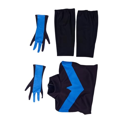 talla S - Saniplaycos Disfraz de superhéroe negro y azul para mujer, disfraz de Halloween