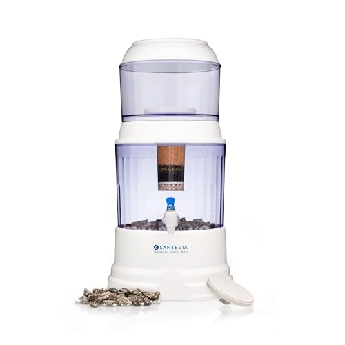 Santevia Gravity Water System Filter   at Home Water Filter That Makes Water Alkaline and Adds Minerals   Chlorine and Fluoride Filter  Countertop Model