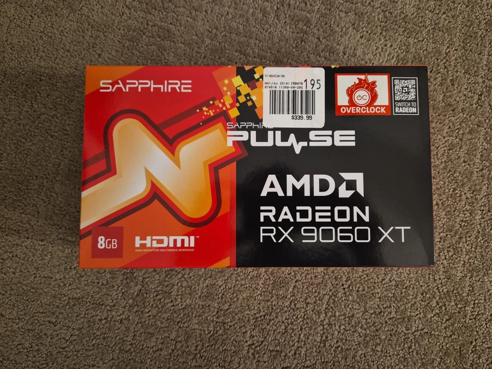 Sapphire Radeon RX 9060 XT 8GB PULSE GAMING OC PCIe HDMI 450W Graphics Card