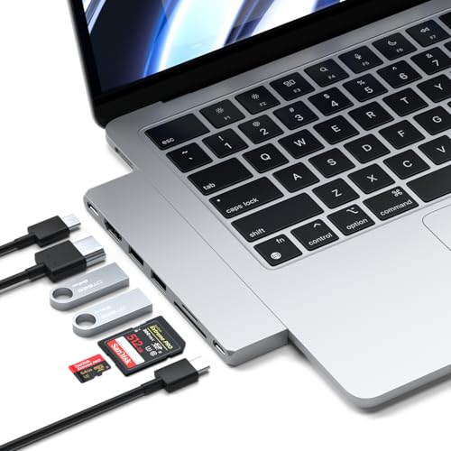 Satechi 7 in 1 USB C Hub Multiport Adapter Pro Slim  USB C Dongle  100W Charging  4K HDMI  USB 4  USB 3 2 Gen 2  SD/Micro Card Reader for Mac  MacBook Air/Pro M4/M3/M2/M1   Silver