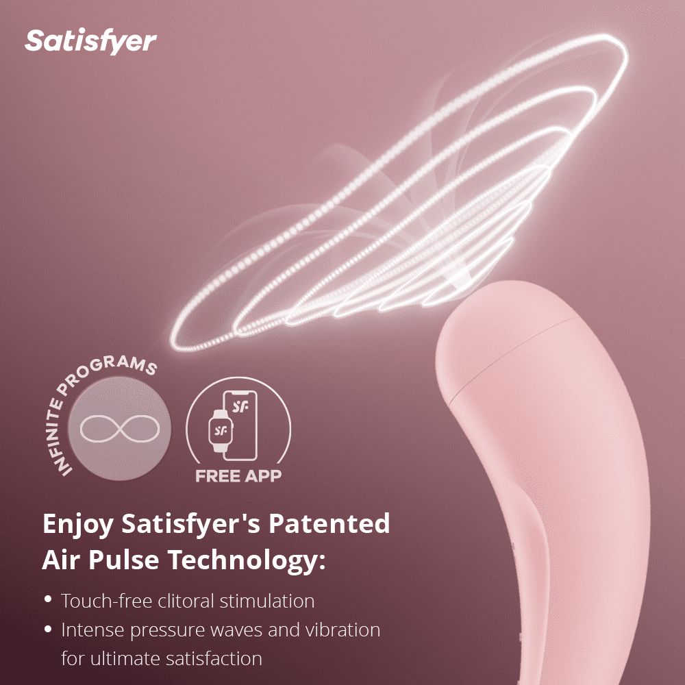 Satisfyer Curvy 2  Air Pulse Clitoris Stimulating Vibrator with App Control   Clitoral Sucking Pressure Wave Technology & Vibration  Compatible with Satisfyer App  Waterproof  Rechargeable  Pink