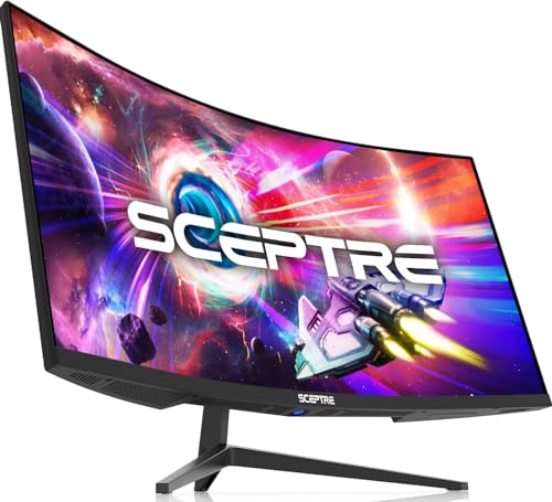 Sceptre 34 Inch Curved Ultrawide WQHD Monitor 3440 x 1440 R1500 up to 165Hz DisplayPort x2 99  sRGB 1ms Picture by Picture  Machine Black 2023  C345B QUT168