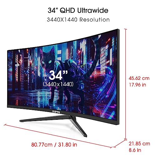 Sceptre 34 Inch Curved Ultrawide WQHD Monitor 3440 x 1440 R1500 up to 165Hz DisplayPort x2 99 sRGB 1ms Picture by Picture Machine Black 2023 C345B QUT168