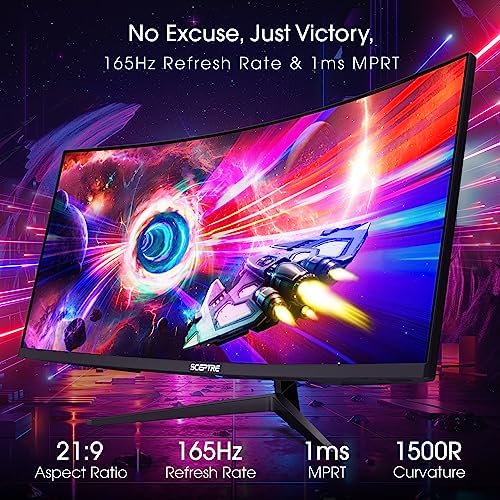 Sceptre 34 Inch Curved Ultrawide WQHD Monitor 3440 x 1440 R1500 up to 180Hz/165Hz DisplayPort x2 99  sRGB 1ms Picture by Picture  Build in Speakers Machine Black 2025  C345B QUT168 