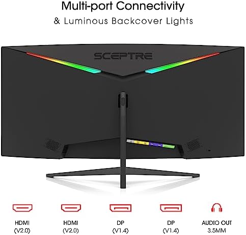 Sceptre 34 Inch Curved Ultrawide WQHD Monitor 3440 x 1440 R1500 up to 180Hz/165Hz DisplayPort x2 99  sRGB 1ms Picture by Picture  Build in Speakers Machine Black 2025  C345B QUT168 