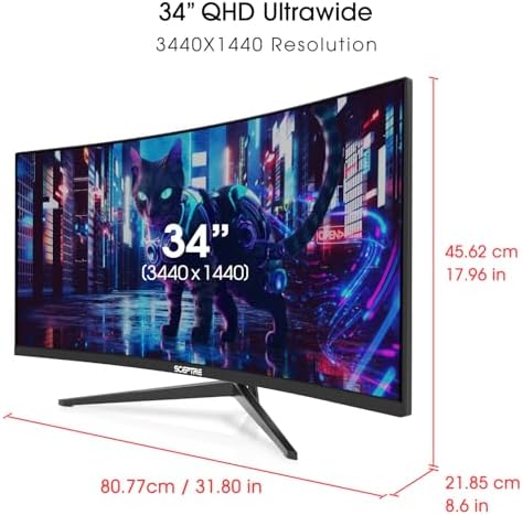 Sceptre 34 Inch Curved Ultrawide WQHD Monitor 3440 x 1440 R1500 up to 180Hz/165Hz DisplayPort x2 99  sRGB 1ms Picture by Picture  Build in Speakers Machine Black 2025  C345B QUT168 