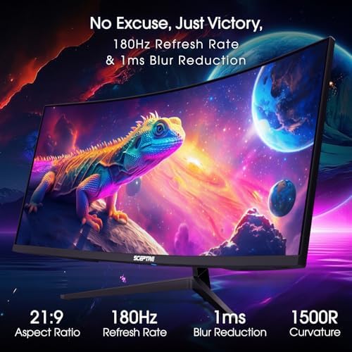 Sceptre 34 Inch Curved Ultrawide WQHD Monitor 3440 x 1440 R1500 up to 180Hz/165Hz DisplayPort x2 99  sRGB 1ms Picture by Picture  Build in Speakers Machine Black 2025  C345B QUT168 
