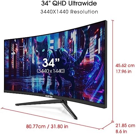 Sceptre 34 Inch Curved Ultrawide WQHD Monitor  3440   1440   R1500  up to 180Hz/165Hz  DisplayPort x2  99  sRGB  1ms  Built in Speakers  Machine Black  2025  C345B QUT168 