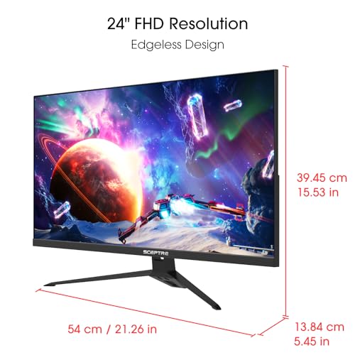 Sceptre Monitor para juegos IPS de 24 pulgadas, 165 Hz, 144 Hz, Full HD (1920 x 1080), FreeSync Eye Care FPS RTS DisplayPort HDMI Altavoces integrados, color negro máquina 2020 (E248B-FPT168), IPS 24 pulgadas 165Hz