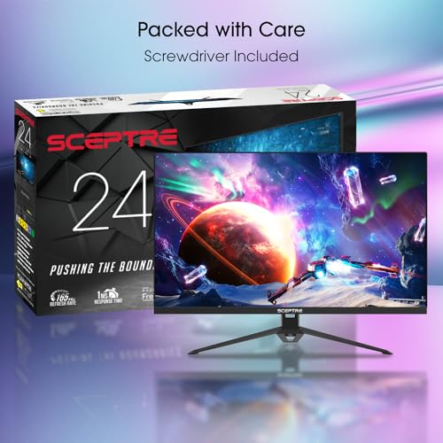 Sceptre Monitor para juegos IPS de 24 pulgadas, 165 Hz, 144 Hz, Full HD (1920 x 1080), FreeSync Eye Care FPS RTS DisplayPort HDMI Altavoces integrados, color negro máquina 2020 (E248B-FPT168), IPS 24 pulgadas 165Hz