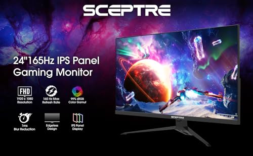 Sceptre Monitor para juegos IPS de 24 pulgadas, 165 Hz, 144 Hz, Full HD (1920 x 1080), FreeSync Eye Care FPS RTS DisplayPort HDMI Altavoces integrados, color negro máquina 2020 (E248B-FPT168), IPS 24 pulgadas 165Hz