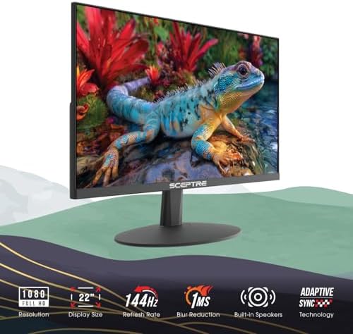 Sceptre New 22 inch Gaming Monitor up to 144Hz HDMI DisplayPort Build in Speakers  Machine Black 2026  E225W FW144 Series