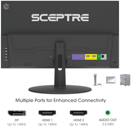 Sceptre New 22 inch Gaming Monitor up to 144Hz HDMI DisplayPort Build in Speakers  Machine Black 2026  E225W FW144 Series