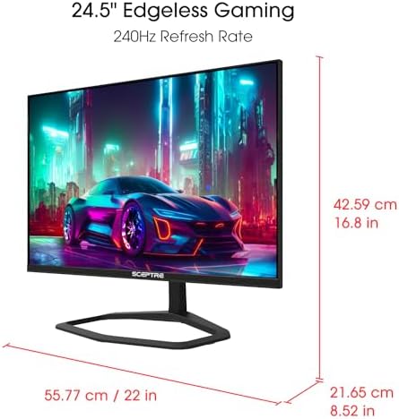 Sceptre New 24 5 inch Gaming Monitor 240 Hz 1ms DisplayPort x2 HDMI x2 100  sRGB AMD FreeSync Premium Build in Speakers  Machine Black 2025  E255B FWD240 Series 
