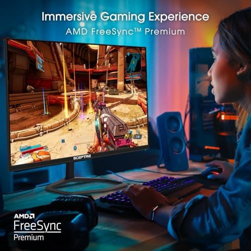 Sceptre New 24 5 inch Gaming Monitor 240 Hz 1ms DisplayPort x2 HDMI x2 100  sRGB AMD FreeSync Premium Build in Speakers  Machine Black 2025  E255B FWD240 Series 