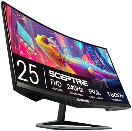 Sceptre New 24 5 inch Gaming Monitor 240 Hz 1ms DisplayPort x2 HDMI x2 100  sRGB AMD FreeSync Premium Build in Speakers  Machine Black 2025  E255B FWD240 Series 