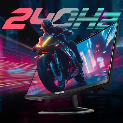 Sceptre New 24 5 inch Gaming Monitor 240 Hz 1ms DisplayPort x2 HDMI x2 100  sRGB AMD FreeSync Premium Build in Speakers  Machine Black 2025  E255B FWD240 Series 