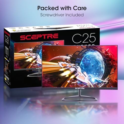 Sceptre New 24 5 inch Gaming Monitor 240 Hz 1ms DisplayPort x2 HDMI x2 100  sRGB AMD FreeSync Premium Build in Speakers  Machine Black 2025  E255B FWD240 Series 