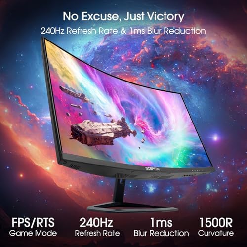Sceptre New 24 5 inch Gaming Monitor 240 Hz 1ms DisplayPort x2 HDMI x2 100  sRGB AMD FreeSync Premium Build in Speakers  Machine Black 2025  E255B FWD240 Series 