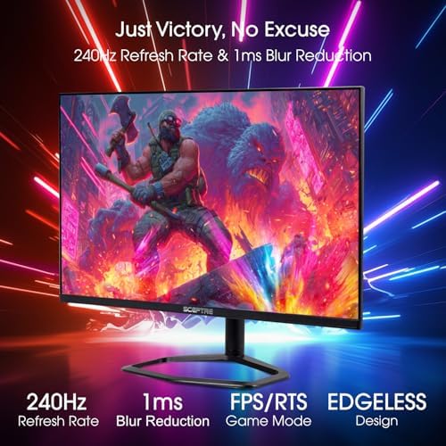 Sceptre New 27 inch 240Hz Gaming Monitor AMD FreeSync Premium HDMI x2 DisplayPort x2 1ms100  sRGB Build in Speakers Machine Black 2026  E275B FWD240 Series