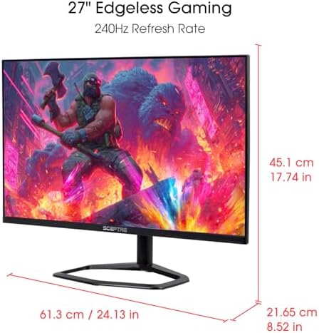 Sceptre New 27 inch 240Hz Gaming Monitor AMD FreeSync Premium HDMI x2 DisplayPort x2 1ms100  sRGB Build in Speakers Machine Black 2026  E275B FWD240 Series