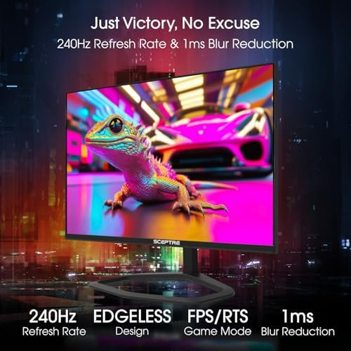 Sceptre New 27 inch 240Hz Gaming Monitor AMD FreeSync Premium HDMI x2 DisplayPort x2 1ms100  sRGB Build in Speakers Machine Black 2026  E275B FWD240 Series