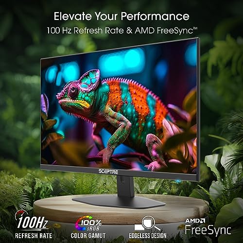 Sceptre New 27 inch Gaming Monitor 100Hz 1ms DisplayPort HDMI x2 100  sRGB AMD FreeSync Build in Speakers  Eye Care Frameless Machine Black 2025  E275W FW100T Series 